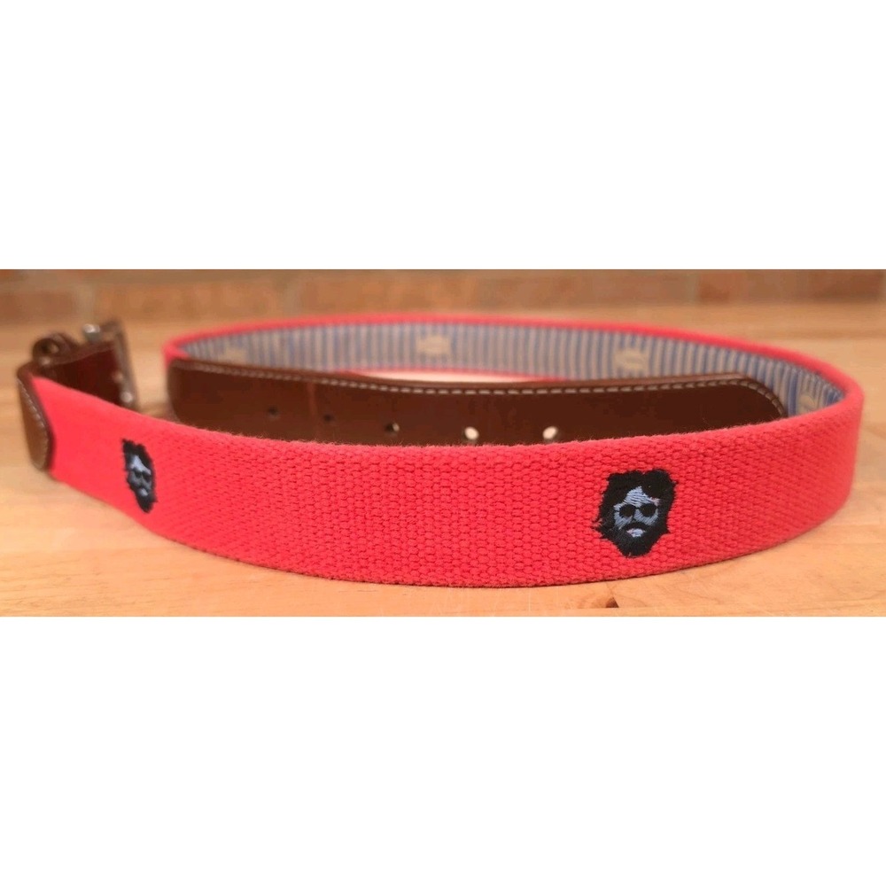 JT Spencer Grateful Dead Jerry Garcia Embroidered Pink Canvas Belt Mens Size 40